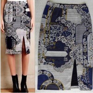 Anthropologie HD in Paris Midi Pencil Skirt Medium Acanthe Soft Jersey Pull On